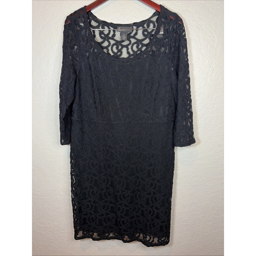 Lane Bryant Womens Black Lace 3/4 Sleeve Sheath Dress - Size 16